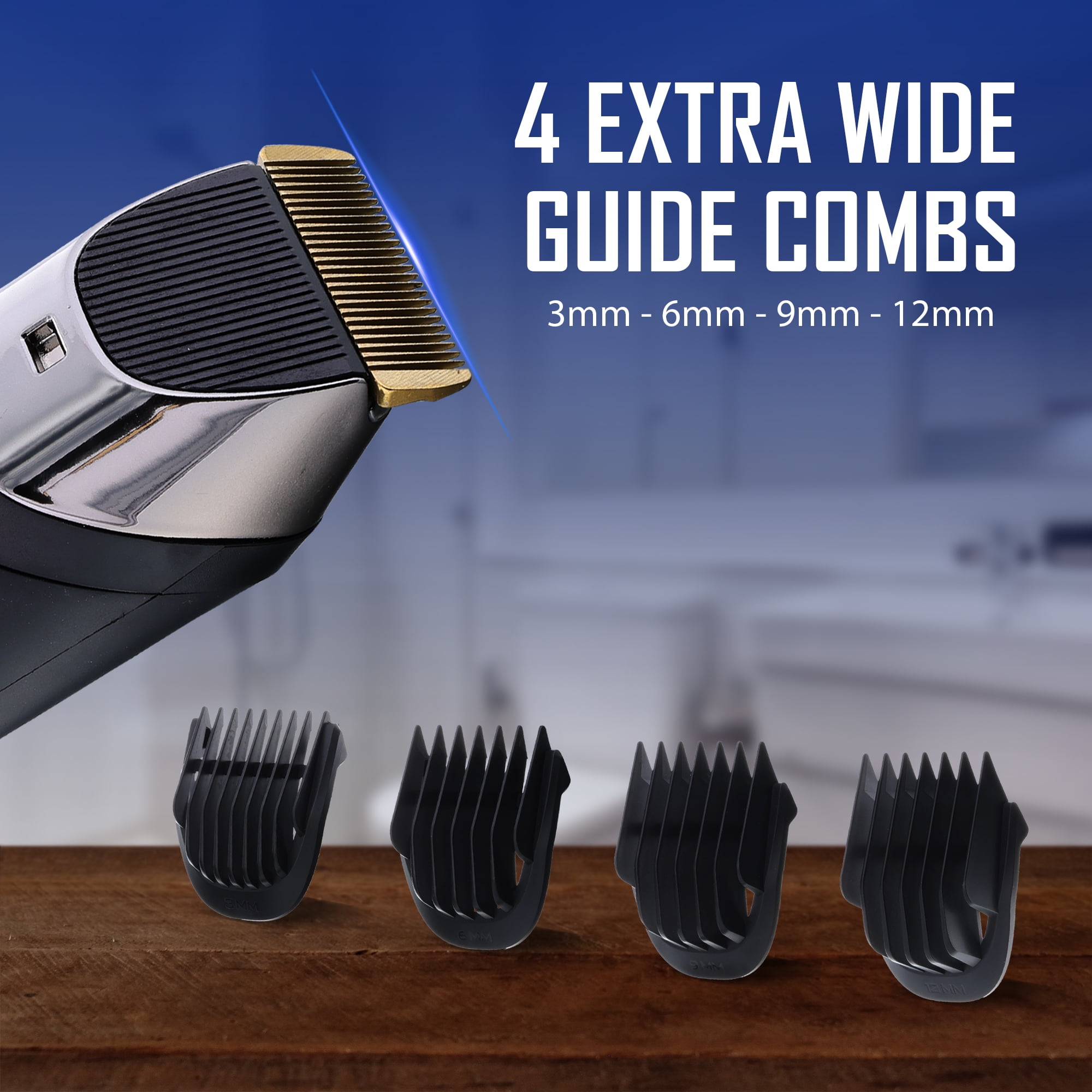 Barbasol Rechargeable Hair, Beard & Body Trimmer for Men, Ceramic Blades, Turbo Power, LCD Display, Cordless Grooming Kit with 4 Comb Guards