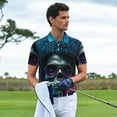 thumbnail image 2 of Kdxio Punk Style Blue Haired Skull Print Men's Short Sleeve Polo Shirt,Midweight Men's Shirt, 2 of 5