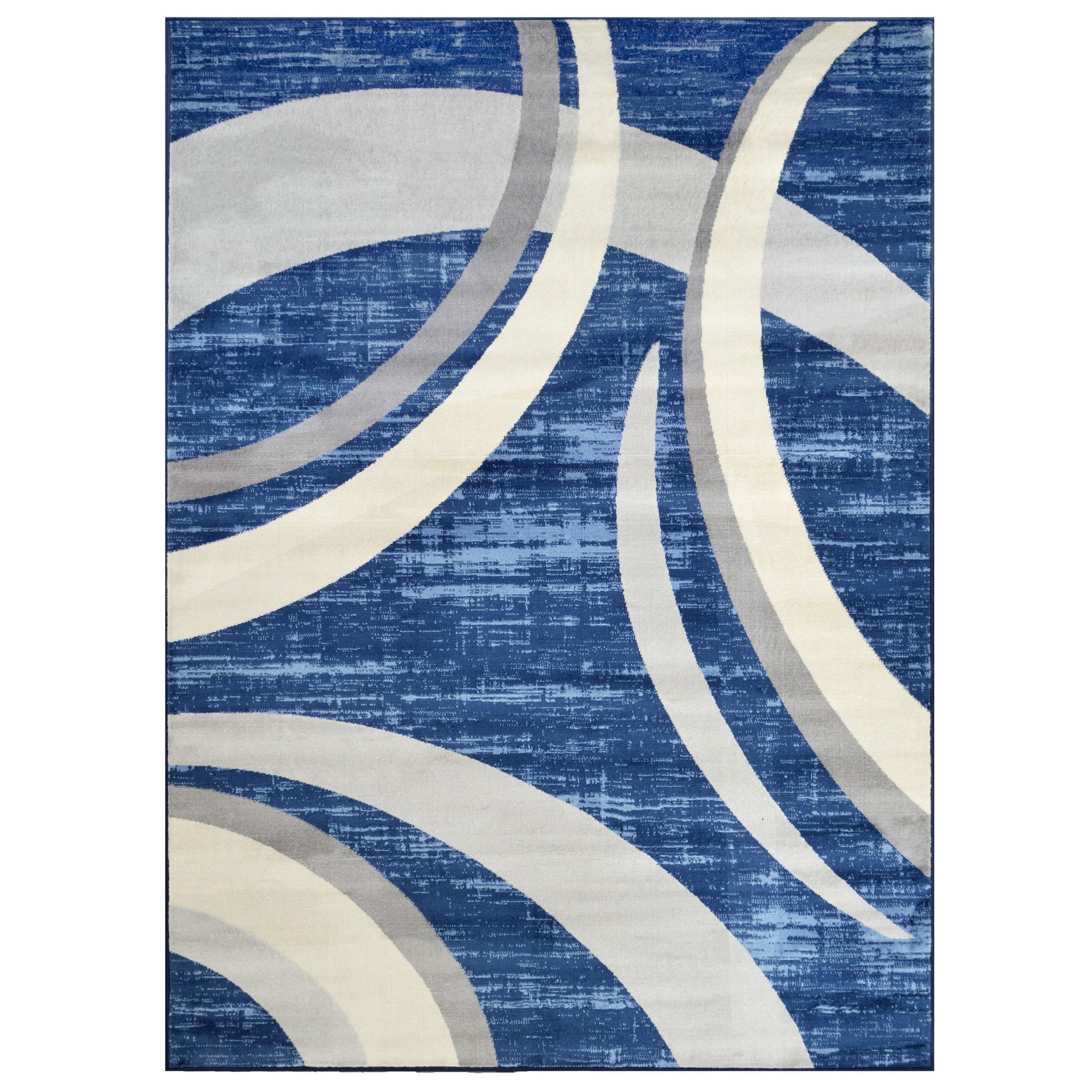 HR Abstract Rugs Luxury Livingroom Carpet Modern Contemporary 8x10 Blue Rug Ultra-Soft Shed Free Stain Resistant Swirls Blue/Silver/Gray/White 7'74" x 10'
