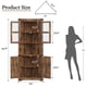thumbnail image 1 of Armario esquinero alto rústico – 170 cm, vitrina con puertas de vidrio, 6 estantes ajustables – Organizador de madera para cocina, salón o baño – Ahorra espacio – Marrón vintage, 1 of 6