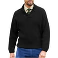 thumbnail image 2 of Xcmzpl Mens Stand Collar Pullover Sweater Big and Tall Cable Knitted Chunky Winter Solid Buttons Twisted Thermal Sweaters, 2 of 6