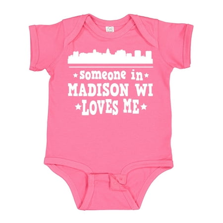 

Inktastic Madison Wisconsin Someone Loves Me Skyline Gift Baby Boy or Baby Girl Bodysuit