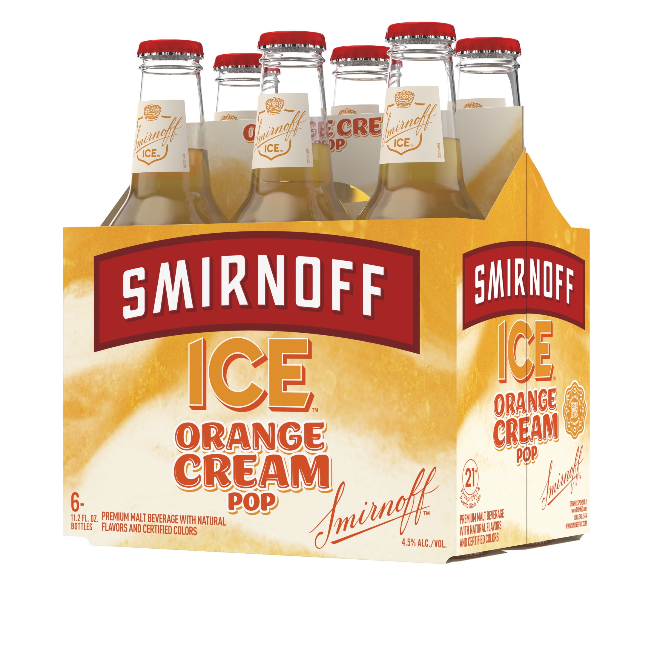 Smirnoff Ice Orange Cream Pop, 6 pack bottles, 11.2 fl oz, 4.5% ABV