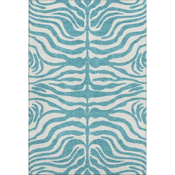 Addison Rugs Mayfield Premium Machine Washable Transitional Animal Print Teal Rectangle Rug, 9' x 12'