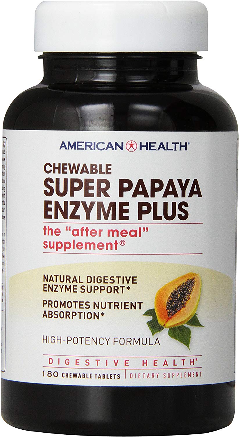 American Health Super Papaya Enzyme Plus Chewable 180 Chewable Tablets