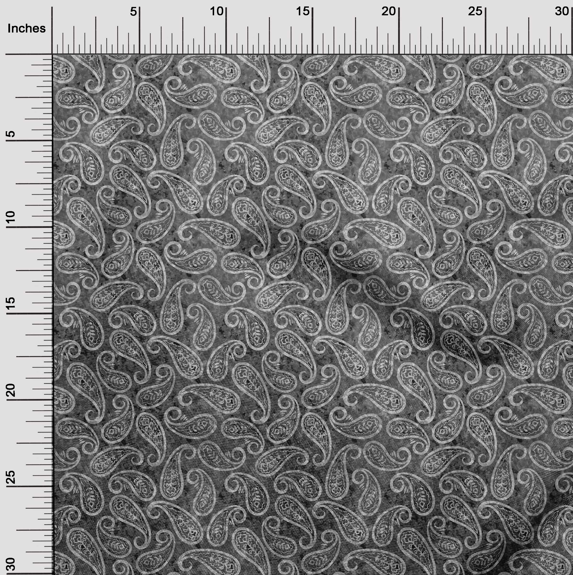 oneOone Cotton Jersey Gray Fabric Paisleys Craft Projects Decor Fabric Printed By The Yard 58 Inch Wide