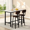 thumbnail image 5 of MIERES Rectangular Marble Dining Table Set, 47-inch 2-Seater Kitchen Dining Table and Chair Set, Includes Two PU Leather Chairs, Compact Dining Table, White, 5 of 9