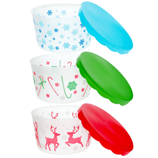 Christmas-Themed Holiday Plastic Cookie Storage Buckets with Lids, (2-Ct  Pack) - (Varied) Printed Design Snacks Homemade Sweets Jar Baked Goodies  Favors Food Gift Containers 