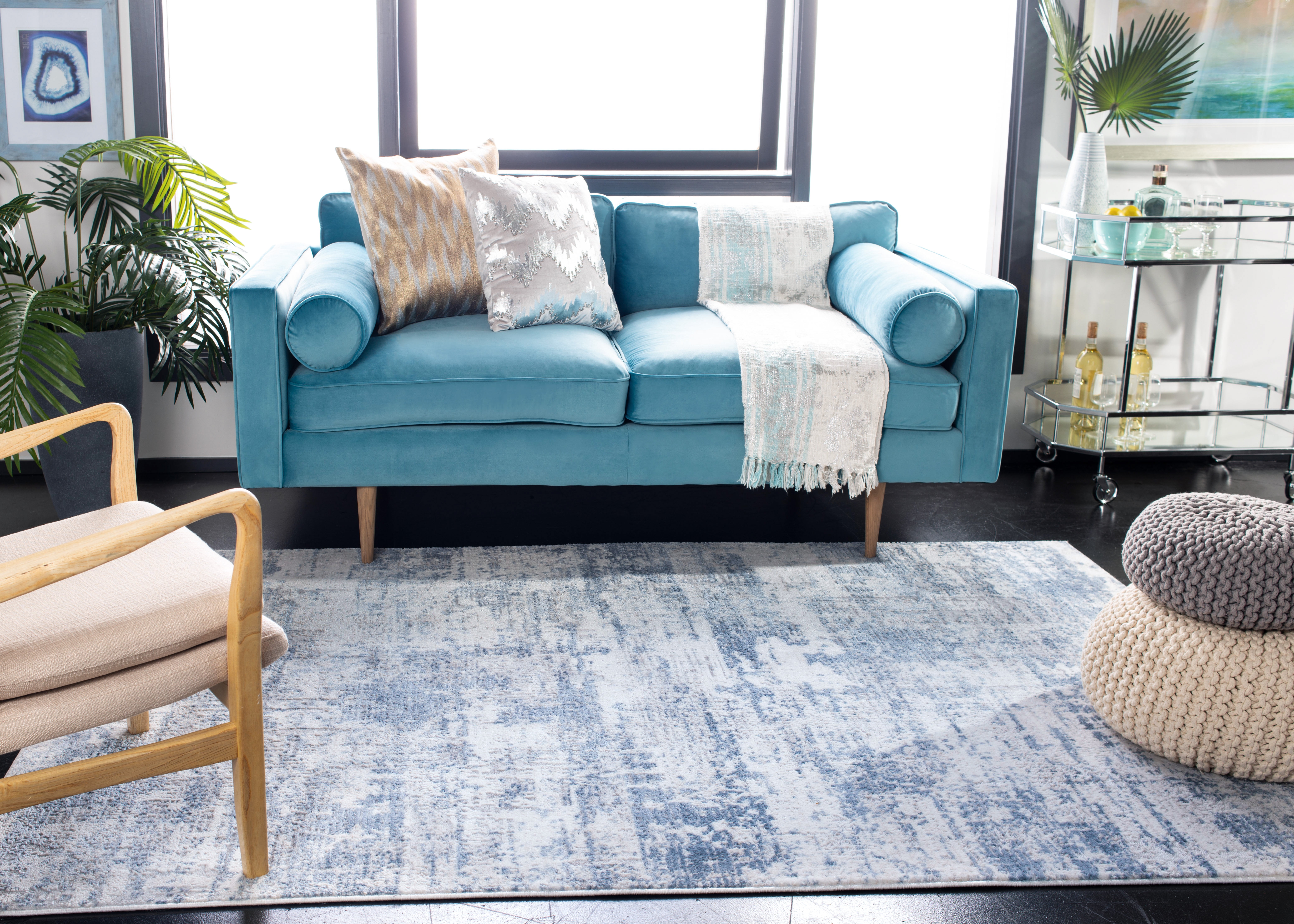 Safavieh Amelia Ian Abstract Area Rug, Ivory/Blue, 10' x 10' Square