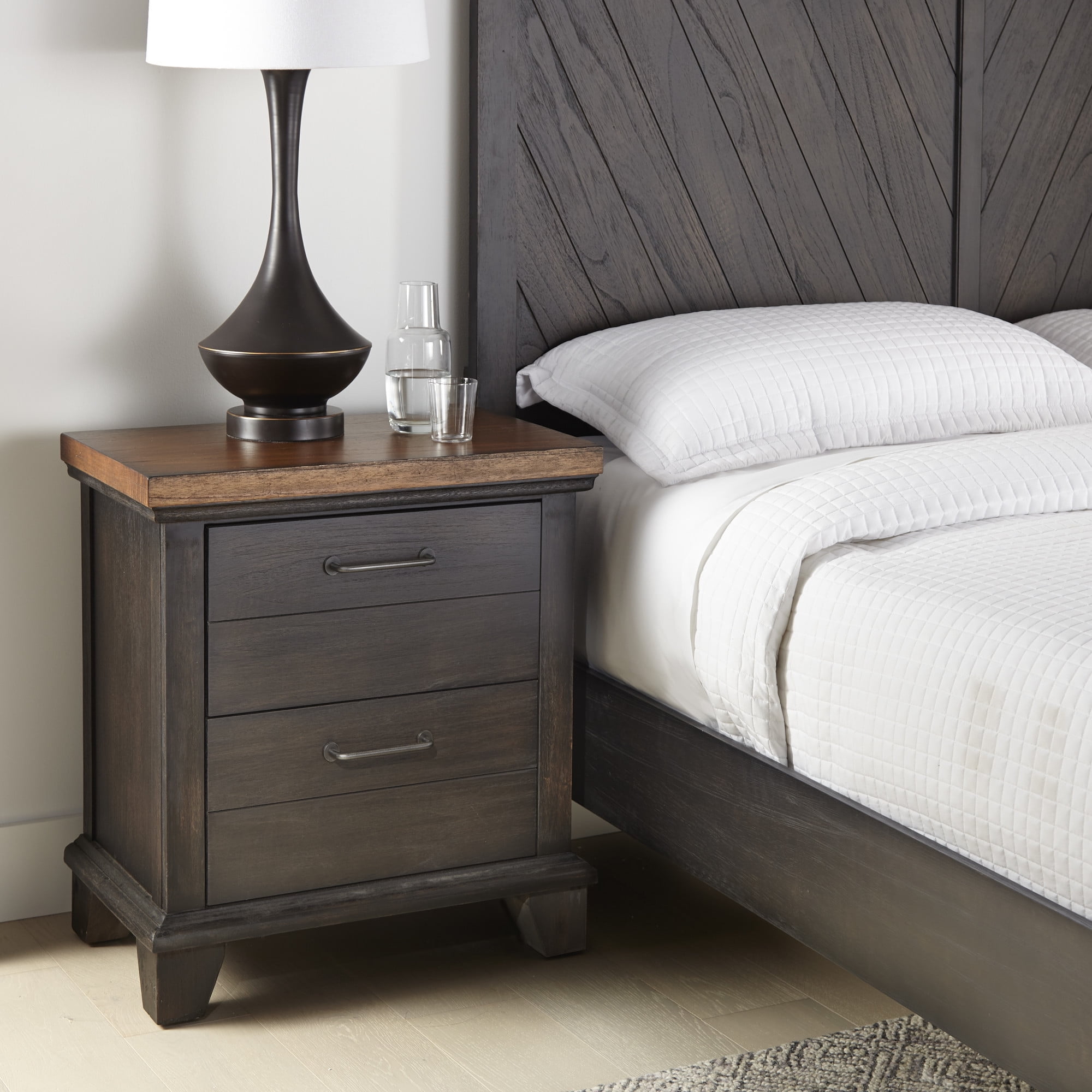Steve Silver Bear Creek Rustic Nightstand with Two Drawers, Brown