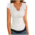 thumbnail image 5 of TAGOLD Womens Short Sleeve V-Neck Blouses & Shirts 1/4 Sleeve V Neck Stretch Breathable Summer Top, 5 of 5