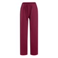 thumbnail image 4 of WULMLEO Linen Pants Women Spring Summer Dressy Casual High Waisted Drawstring Pant Cotton Straight Leg Lounge Trousers Wine M, 4 of 6