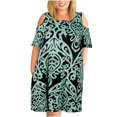 thumbnail image 1 of Vestido suelto hasta la rodilla con cuello redondo y estampado floral a la moda para mujer Pompotops ghjkhdj10191, 1 of 9