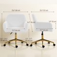 thumbnail image 2 of Cream White Faux Rabbit Fur Office Chair, Plush Upholstered Swivel Vanity Desk Chair with Gold Steel Base, Adjustable Height Task Chair for Bedroom, Dressing Room or Home Office, 2 of 7