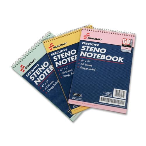Skilcraft Gregg Style Rainbow Steno Notebook   60 Sheet   Gregg Ruled   3 / Pack (NSN4545702)