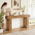 thumbnail image 2 of Rustic Farmhouse Console Table, 63" Solid Wood Entryway Sofa Table, Natural Oak Finish Industrial Hallway Table, 2 of 5