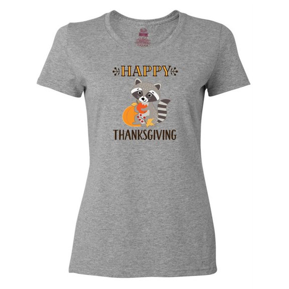 Inktastic Happy Thanksgiving Holiday Raccoon Women's T-Shirt