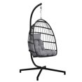 thumbnail image 1 of Fauteuil Oeuf Suspendu en Rotin et Acier Ember avec Coussins, 1 of 7