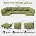thumbnail image 3 of Pakunoda 14 Pieces Outdoor Replacement Cushions, 5” High-Density Foam Sectional Cushions Couch, 6 Seat Patio Conversation Sets for Rattan Wicker, Liner&Cover, Light Green, 3 of 7