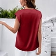 thumbnail image 6 of JoveMarine Women's Satin Tank Top Round Neck Loose Fit Blouse Business Casual Summer Top for Office and Daily Wear Wine S, 6 of 6