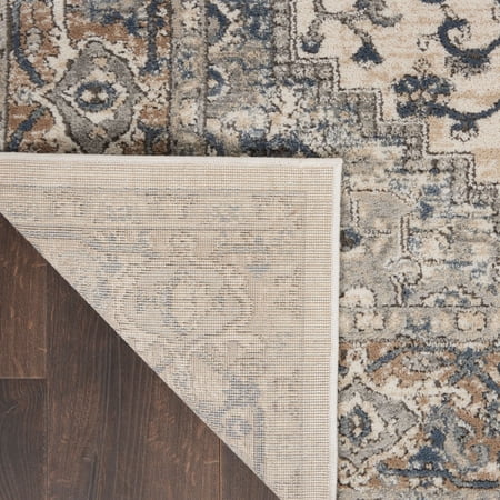 HomeRoots 480253 2 x 4 ft. Ivory & Grey Oriental Non Skid Area Rug