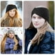 thumbnail image 4 of Pack de 2 diademas de invierno para mujer, diademas de punto para mujer, cintas para el pelo de punto, diademas elásticas, calentadores de orejas anchas y gruesas, diademas, diadema para mujer (negro, 4 of 7