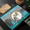 thumbnail image 6 of Placemats Set of 6, Retro Rustic Barn Wood Texture Polyester Stain Resistant Table Mats Washable Placemat Decoration for Kitchen Dining Table Ombre Aqua Blue Gray, 6 of 6