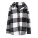thumbnail image 4 of Chaqueta a cuadros Augper para mujer, de manga larga, con botones y capucha de forro polar, abrigo cálido, 4 of 7