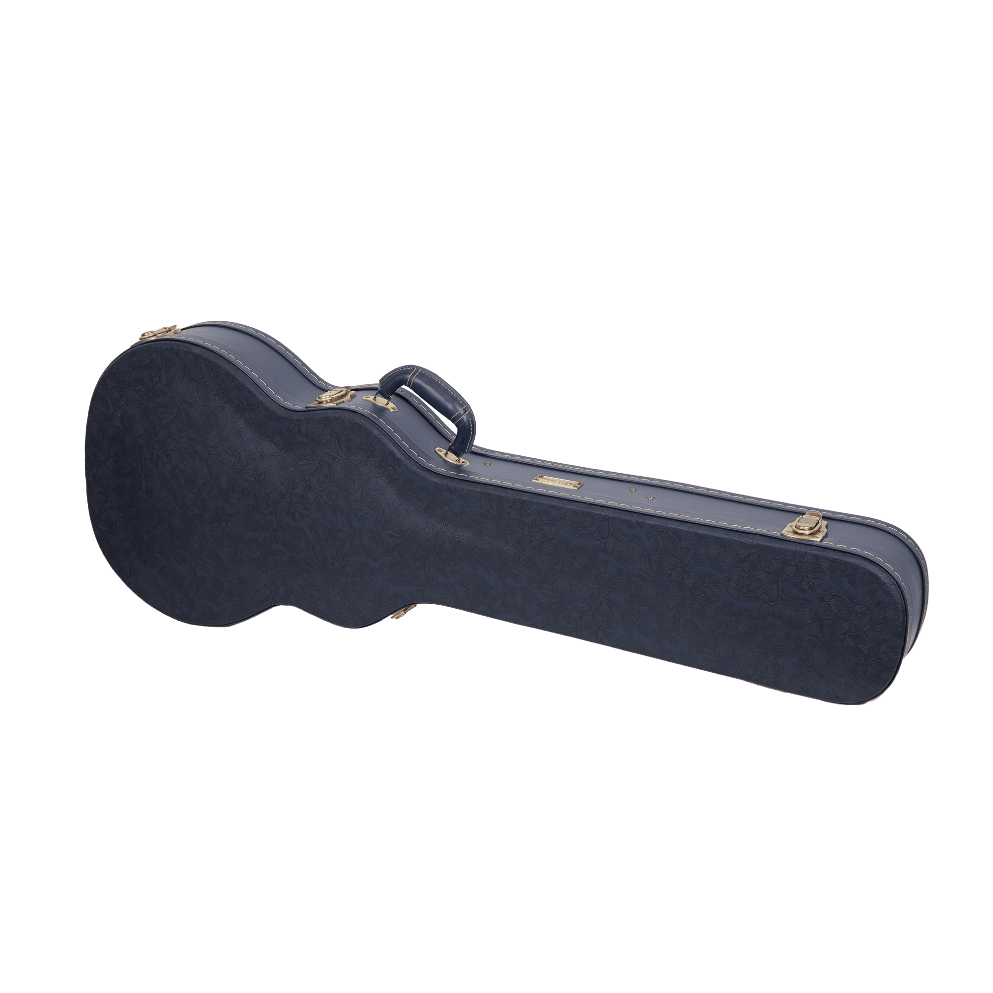 Crossrock Relief Series-Wooden case For Les Paul Electric Guitars, With Highly Textured Surface, Mink Imitation Fleece, Stainless Steel Latches, Ocean Blue
