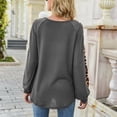 thumbnail image 3 of Blusa de leopardo con hombros descubiertos, blusa de moda gris de manga larga con cuello redondo para mujer, talla L, 3 of 7