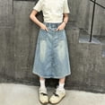 thumbnail image 2 of XINXIAOO Kids Girls Denim Skirt Summer Elastic Waist Casual Jean Skirt Skirts for Girls 4-5 Years, 2 of 7