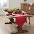 thumbnail image 2 of Elrene Home Fashions Poinsettia Elegance Jacquard Holiday Table Runner, Red, 13" x 70", 2 of 4