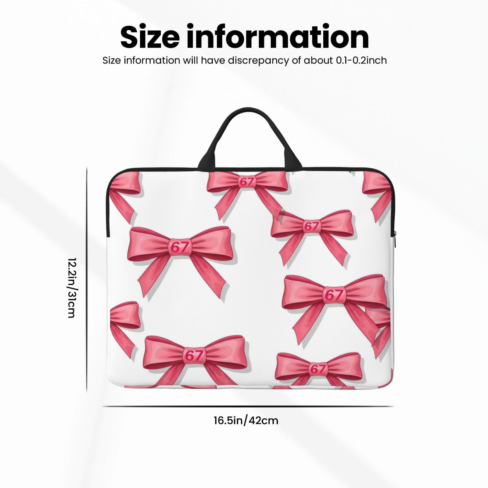Laptop Sleeve Bag For Women Men 14inch Waterproof Durable Protective Computer Carrying Cover Handle Laptop Case Bag Pink Ribbon Pattern 67 (3)