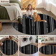 thumbnail image 6 of Area Rug 48in, Bohemian Geometric Style Floor Carpet Living Room Rug, Black White Art Ethnic Striped Non-Slip Welcome Mat Indoor Rugs for Bedroom Dining Room, 6 of 9