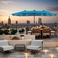 thumbnail image 3 of Mondawe 15ft Double-Sided Solar Patio Umbrella with Base (Included) Large Outdoor Umbrella with Solar Lights, 3 of 8
