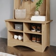thumbnail image 3 of Emma + Oliver 31.5" Wide Hallway Tree with Bench, Coat Hooks, and Lower Storage Compartments with Adjustable Shelves in Weathered Wood, 3 of 12