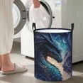 thumbnail image 5 of Dragon Cool Starry Sky Moon Foldable Laundry Hamper with Handle Storage Basket for Clothes Toys & Organizing, 5 of 6