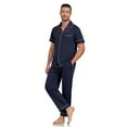 thumbnail image 5 of EA'S SECRET Men's Pajama Set Sleepwear 100% Cotton Pjs Lightweight Short Sleeve Shirts and Bottoms Loungewear Soft Comfy Sleep Sets(Navy Blue,S), 5 of 8