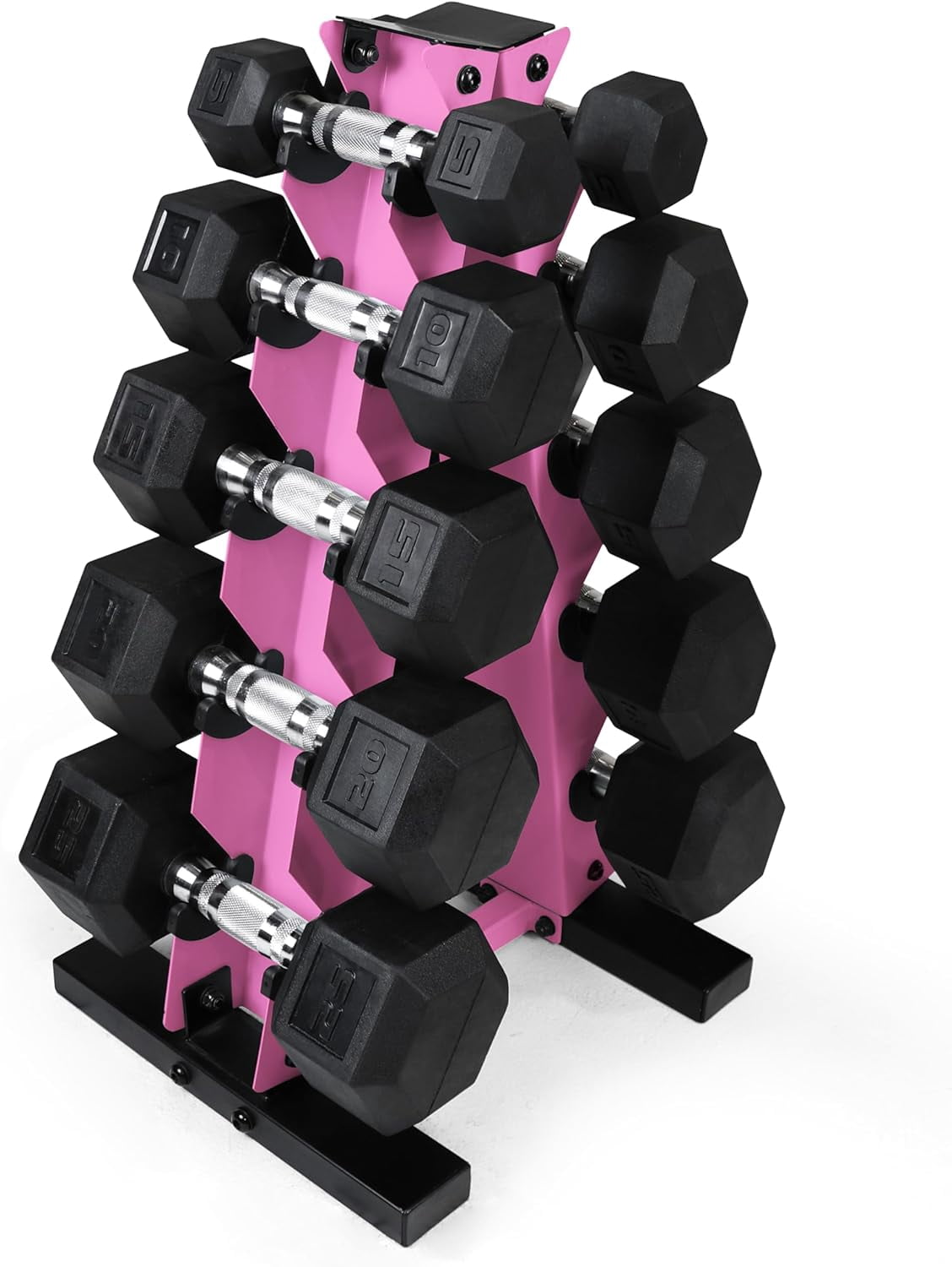 WF Athletic Supply Dumbbell Rack, 5-Tier A-Frame Dumbbell Rack for Dumbbell Storage, Color Options Available in Black / White / Pink / Green / Yellow / Red / Orange & Blue