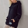thumbnail image 4 of Lohuatrd Autumn Winter Women Hoodies with Large Pocket Long Sleeves Pullover Plush Tops Fashion Solid Color Drawstring Hooded Coat Casual Female Sweatshirt Streetwear, 4 of 8