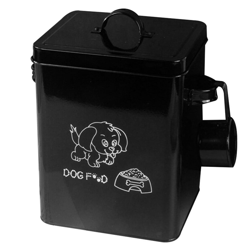 NICEXMAS Lidded Pet Food Container Dog Food Storage Bin Large Capacity Food Bucket (Black