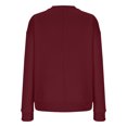 thumbnail image 4 of YUGYXL Womens Basic Long Sleeve Pullover Solid Color Crew Neck Comfy Sweatshirt Fleece Lined Sweatshirts Wine M, 4 of 5