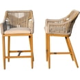 thumbnail image 6 of Domi Bar Stools Set of 2, Outdoor Counter Height Bar Chairs with Arm and Backrest, Aluminum Tall Bar stools with Cushion Modern Textilene Rope Boho Barstools for Garden, Pool, Patio, Kitchen, 6 of 9