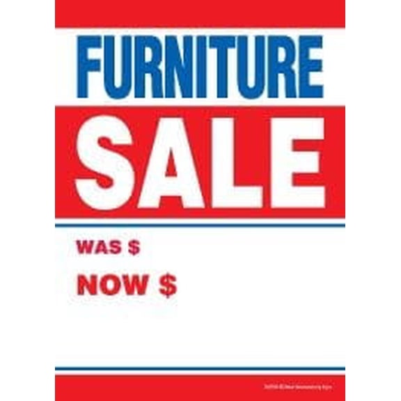 T50FBW Furniture Sale Was and Now Slotted Tags 5"x7" Pack of 100 Business Store Signs Price Cards