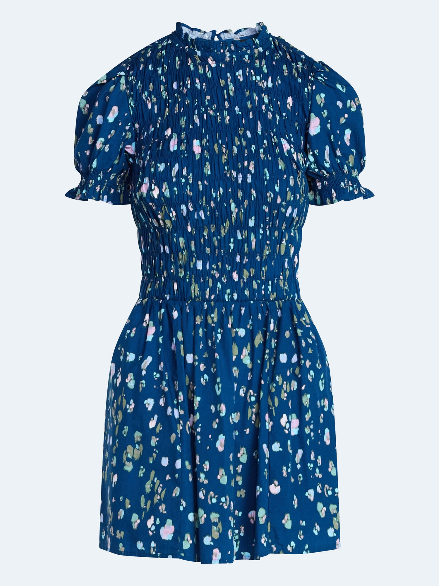 Scoop Women’s and Women's Plus Smocked Floral Mini Dress, Sizes XS-4X