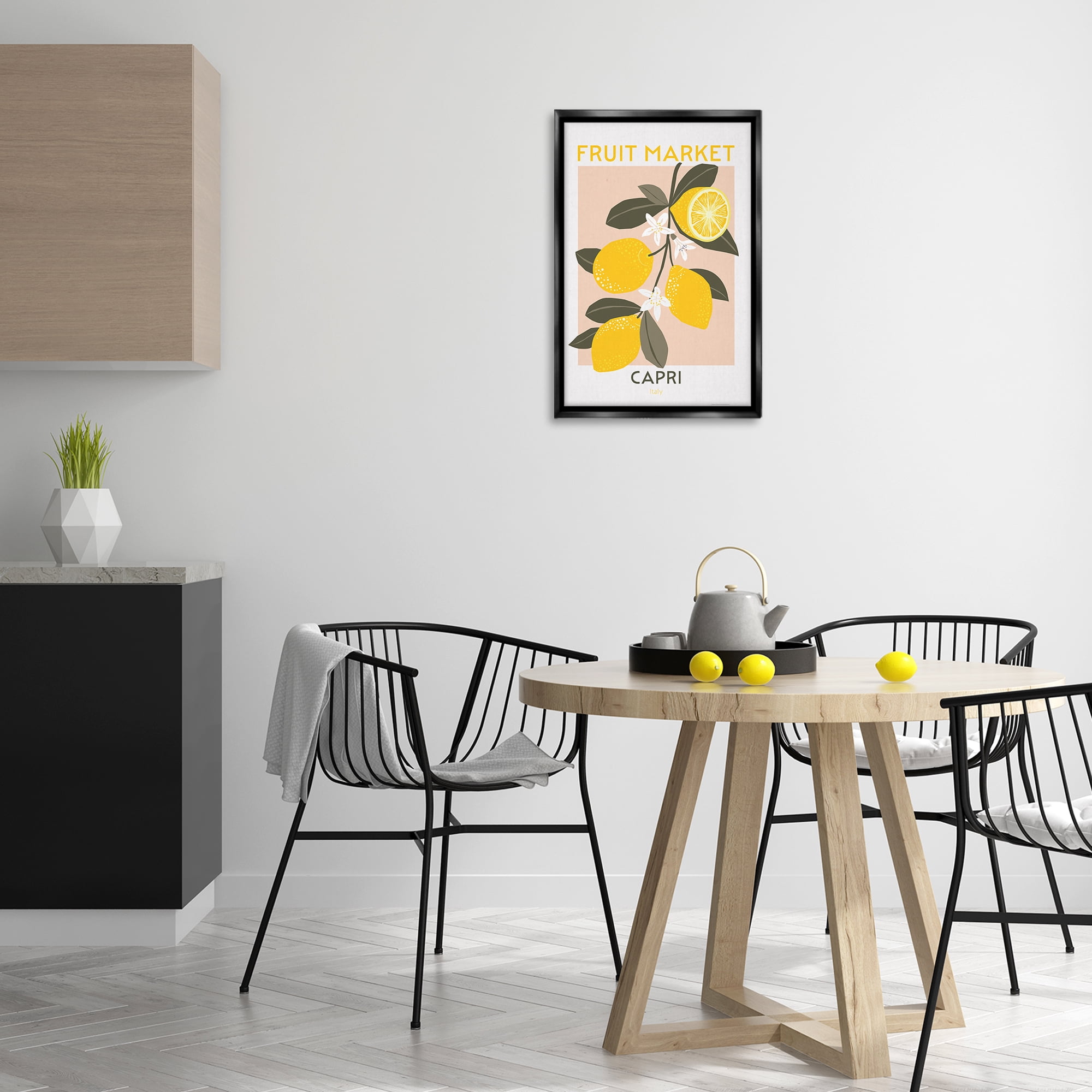 Stupell Industries Fruit Market Lemon Branch Food & Beverage Painting Black Floater Framed Canvas Art Print Wall Art, 17 x 25