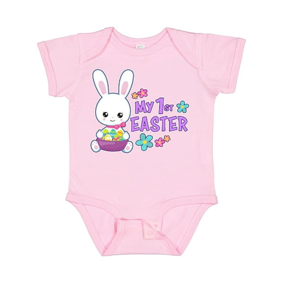 Inktastic My 1st Easter with Bunny and Easter Basket Girls Baby Bodysuit