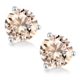 thumbnail image 2 of Gem Stone King 14K White Gold 2.30 Ct Round 7mm Peach Morganite 3-Prong Martini Stud Earrings for Women Men, 2 of 4