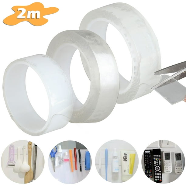 Amazon Com 1m 3m 5m Washable Universal Anti Slip Nanotape Sticky Roll Double Sided Wall Stickers Reusable Adhesive Silicone Can Stick To Cellphone Gel Pads Keys Kitchen Tools Office Products