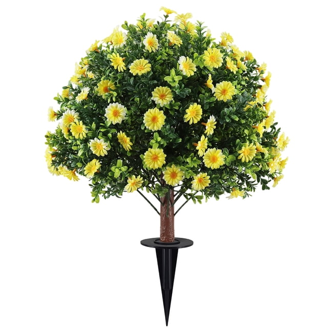 Outdoor Artificial Tree with Ground Stake, Realistic Faux Potted Plant for Garden Patio Yard Decor, UV Resistant and Weatherproof, Easy Insert Design, No Maintenance Gree